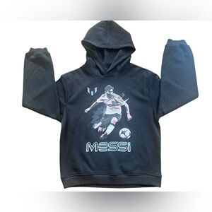 Boys Messi Collection Black Graphic Soccer Hoodie Size 14/16